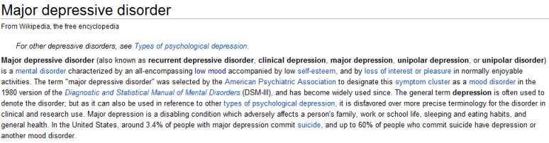 Major Depression Wikipedia